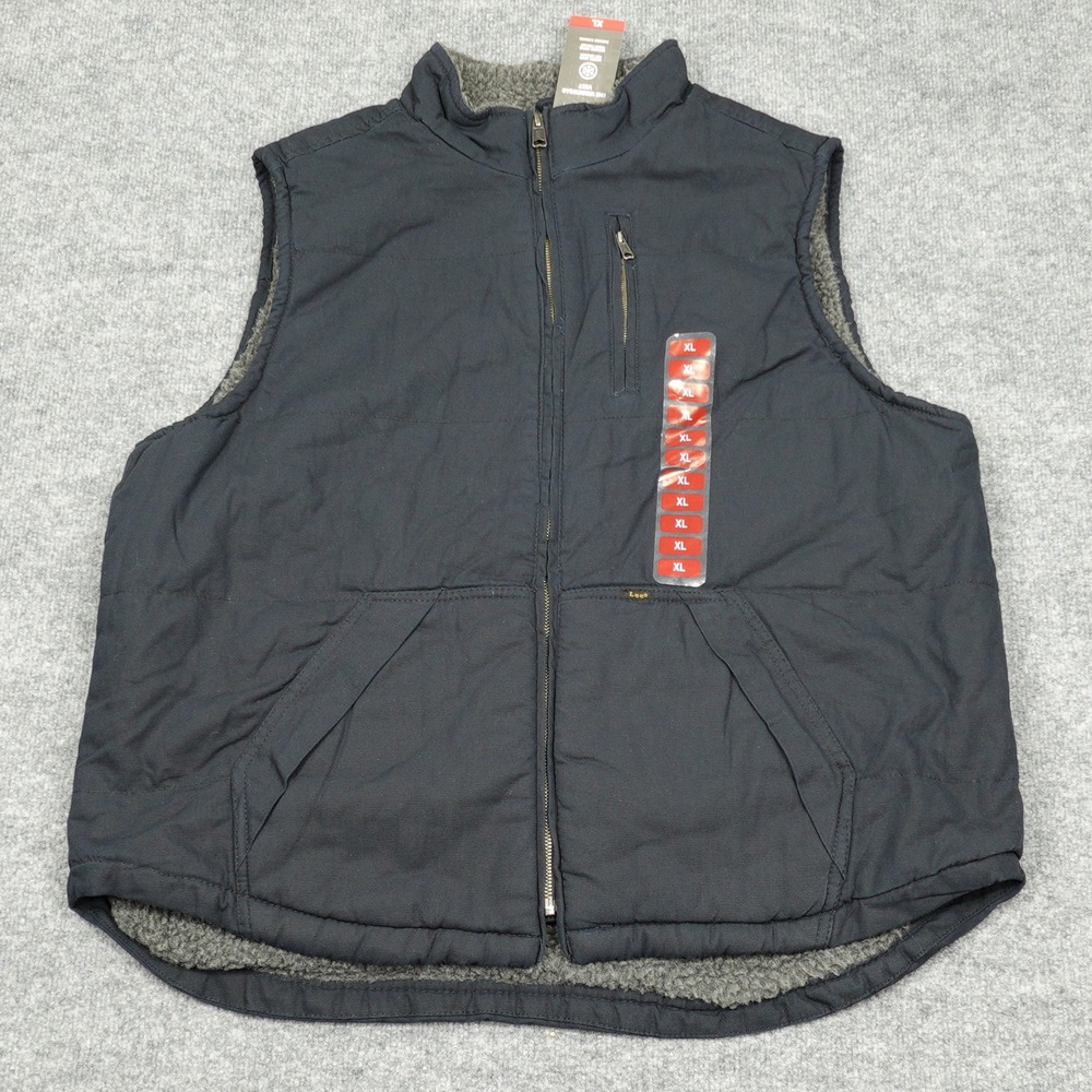 Lee Vest Mens XL Black Workwear Premium Select Sherpa Lined Canvas LM32VT688